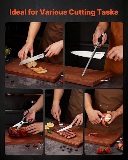 Vevor Set Knives with Base Made of Stainless Steel 15 Pieces
