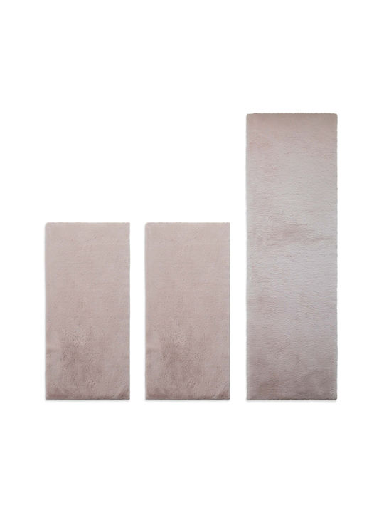 Newplan Puffy Modern Bedroom Rugs Set Pink 5-41-PF-T-FC19PINK-SET067(2x140,1x210) 3pcs