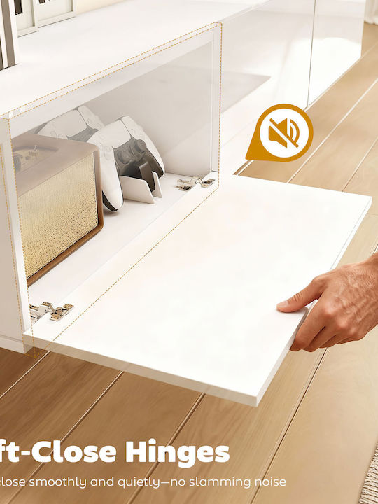 Έπιπλο Τηλεόρασης Λευκή Γυαλιστερή Μ180xΠ31.5xΥ29.8cm