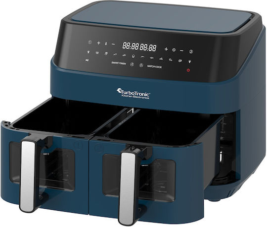 Turbotronic Air Fryer με Διπλό Αποσπώμενο Κάδο 9lt Μπλε TT-DAF6W