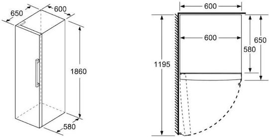 Bosch Refrigerator 346lt H186xW60xD65cm Inox KSV36FIEP
