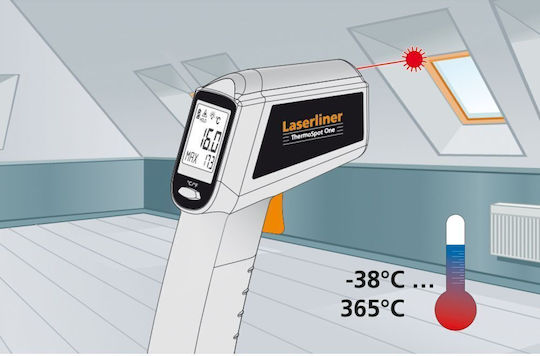 Laserliner ThermoSpot One Infrarot- und Laserthermometer für Temperaturen von -38°C bis 365°C mit Entfernungsverhältnis 12:1