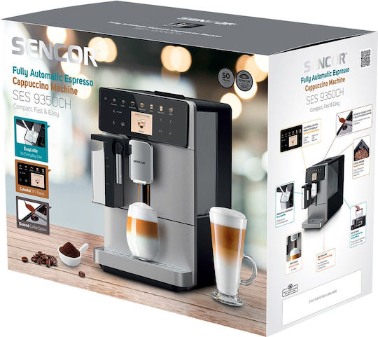 Sencor Automatic Espresso Machine 1400W Pressure 19bar for Cappuccino with Grinder White SES 9350CH