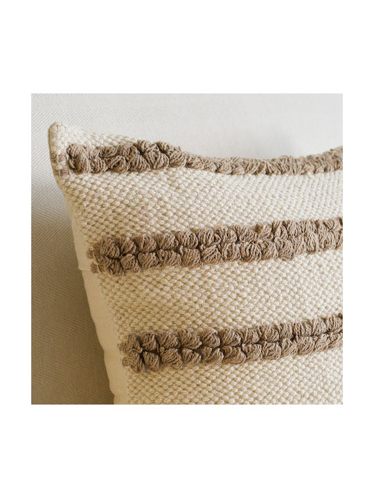 Ravelia Decorative Pillow Case Made of 100% Cotton Ecru 45x45cm
