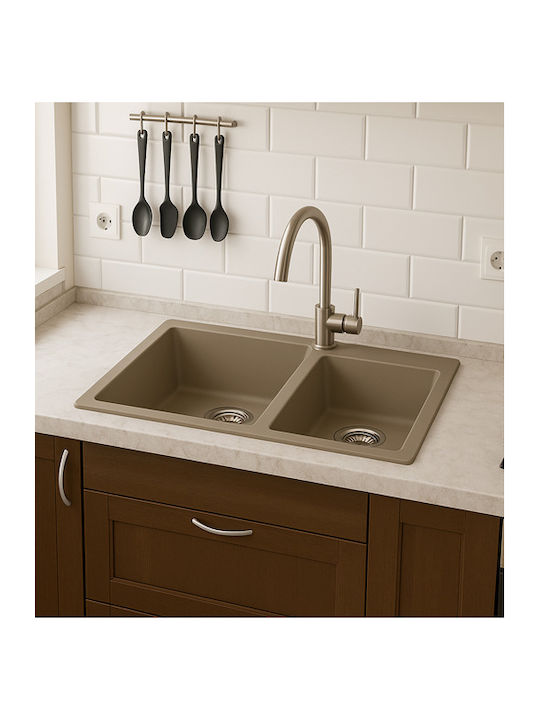 Unixton Drop-In Küchenspüle aus Flüssiger Granit M85xB50cm Braune
