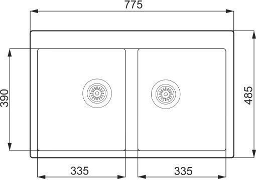 Unixton Drop-In Kitchen Sink Made of Liquid Granite 78x50cm Brown
