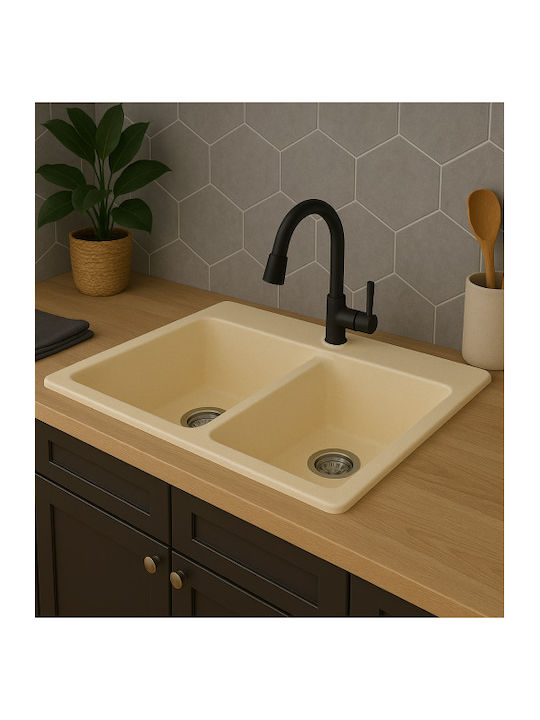 Unixton Drop-In Kitchen Sink Made of Liquid Granite 78x50cm Brown