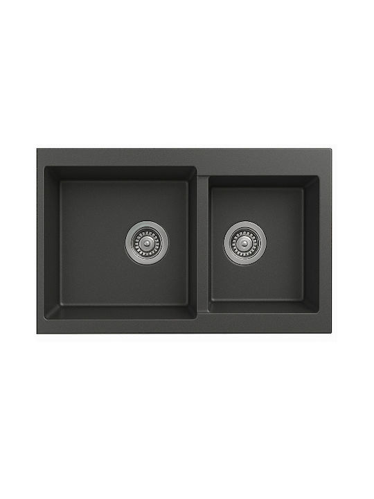 Unixton Drop-In Küchenspüle aus Flüssiger Granit M85xB50cm Braune