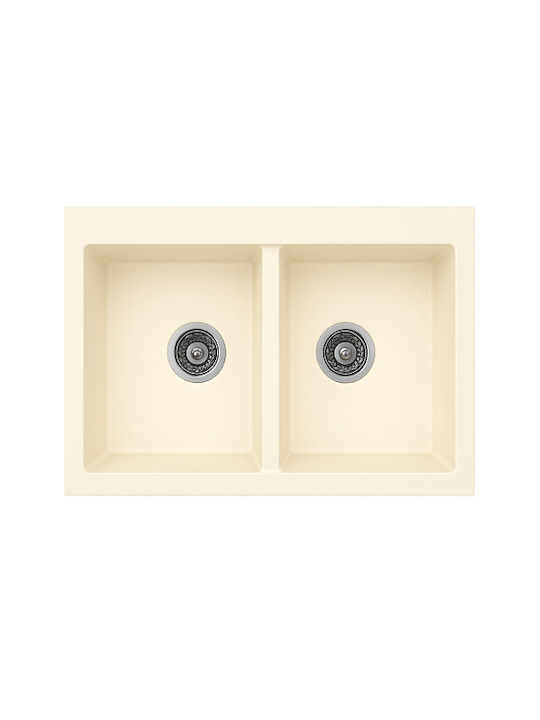 Unixton Drop-In Kitchen Sink Made of Liquid Granite 78x50cm Brown