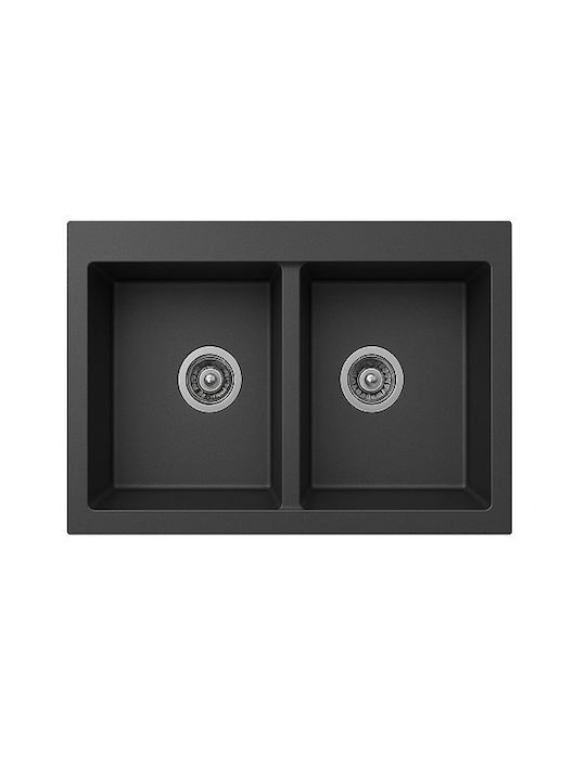 Unixton Drop-In Kitchen Sink Made of Liquid Granite 78x50cm Brown