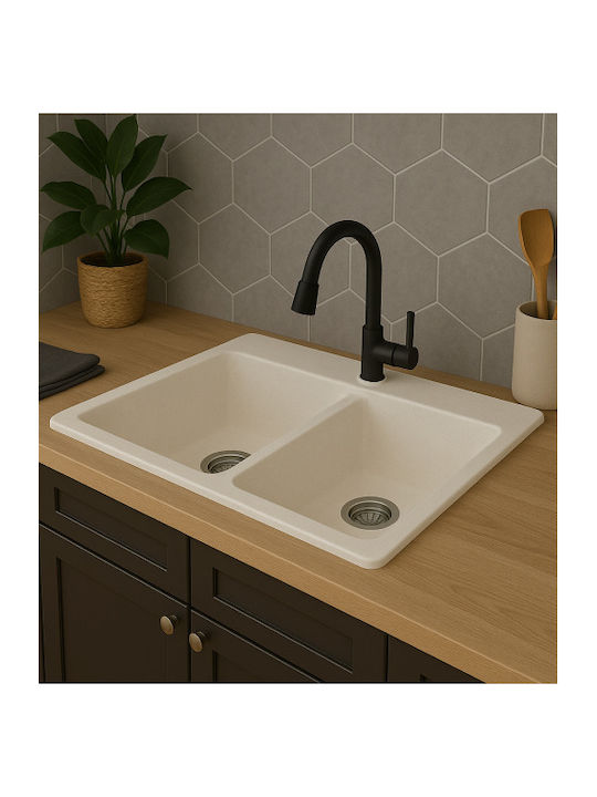 Unixton Drop-In Kitchen Sink Made of Liquid Granite 78x50cm Brown