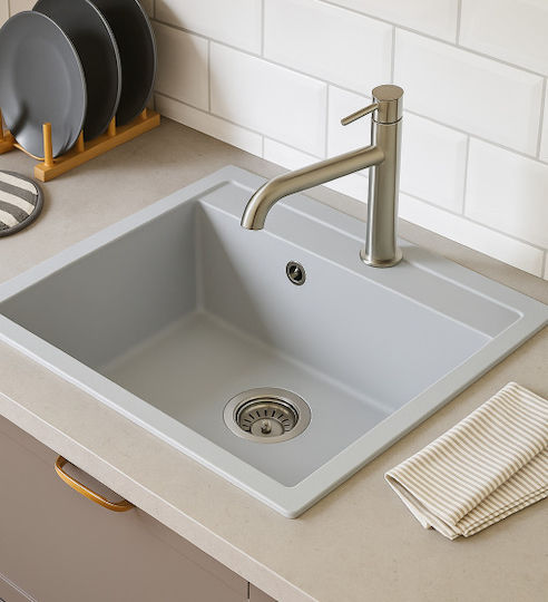 Unixton Icarus50 Drop-In Küchenspüle aus Flüssiger Granit M50xP50cm Braune