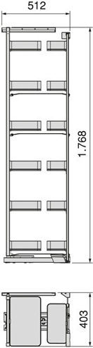 Tandem Food Container With Wooden Bottom Emuca Harmony 8384035 Brake Height 1780mm Box 45cm