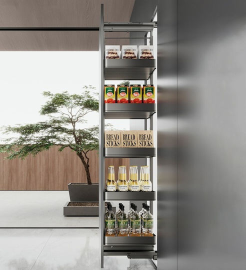 Pantry with Wooden Bottom Emuca Harmony Brake Box 40cm Anthracite Height 1780-2080mm