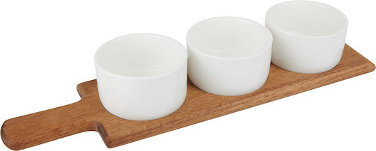 Alpina Appliances Ξύλινη Ορντεβιέρα 3 Θέσεων Μπεζ Ø36.5cm Π36.5xΜ10cm