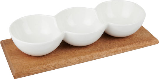 Alpina Appliances Ξύλινη Ορντεβιέρα 3 Θέσεων Μπεζ Ø25cm Π25xΜ10cm