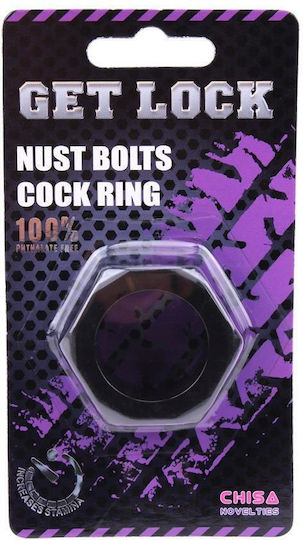 Chisa Novelties Get Lock Nust Bolts Cock Ring Cock Ring Schwanz Schwarz