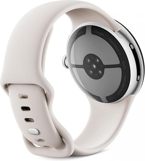 Google Pixel Watch 4 Aluminium 45mm with Heart Rate Monitor (Polished Silver Aluminium Case/Porcelain Active Band)