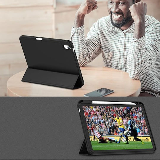 Jteach Slim Tpu Back Trifold Stand Book Cover Case Pencil Holder Ipad A16 11th/10th Generation 2025/2022 Black