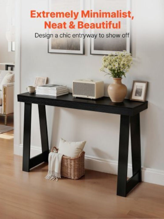 Wooden Console Table Black Velvet-Black Metal L118xW30.5xH46.5cm
