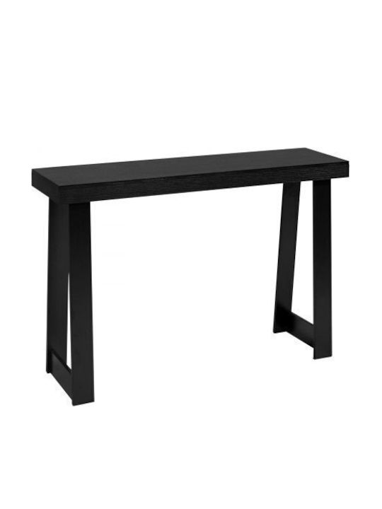 Wooden Console Table Black Velvet-Black Metal L118xW30.5xH46.5cm