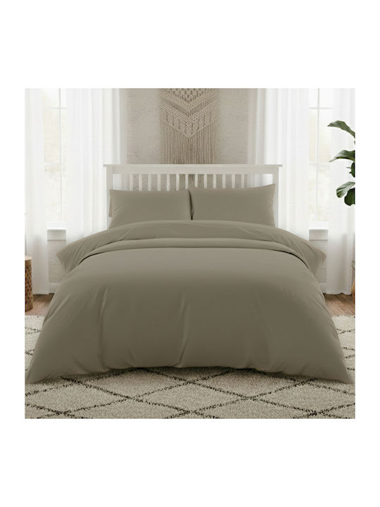Melinen Cearșaf Super dublu cu Elastic 160x200+35cm. Lavish Olive/grey