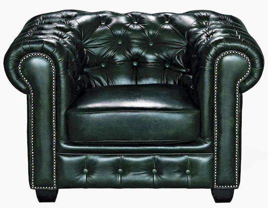 CHESTERFIELD Sessel aus echtem Leder Grün 103x92x72cm