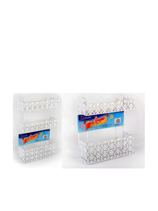 Homestyle Стенен Рафт за баня Метален с 3 рафта 51x35x10.5см Бял