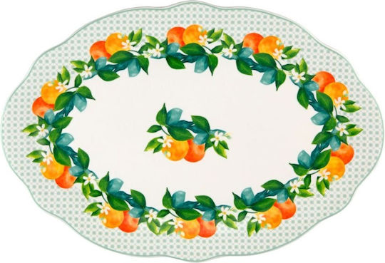 Casa Domani Serving Platter Oval made of Porcelain Green 36x25cm