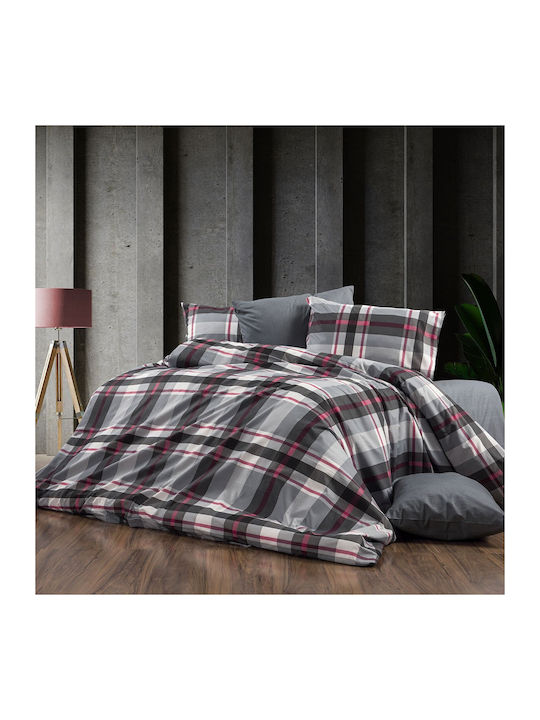 Dimcol Παπλωματοθήκη Μονή 160x240 Εκάβη 424 Grey-bordeaux
