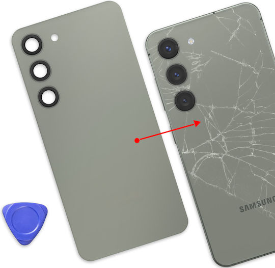 Clappio Replacement Battery Cover Galaxy S23 Integrated Adhesive Olive Green