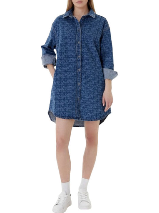 Rochie Cămașă Mini Denim Albastră