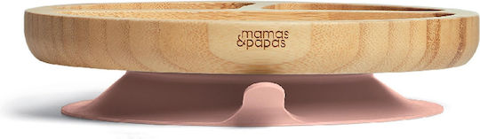 Mamas & Papas Комплект за хранене от бамбук с неплъзгаща се основа, розов, 5 части