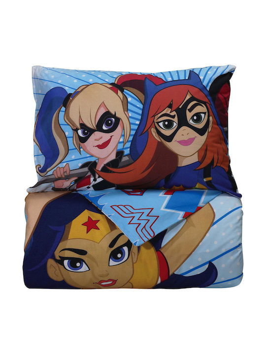 Das Home Σετ Σεντόνια Μονά Βαμβακερά Super Hero Girls Πολύχρωμο 160x260cm 3τμχ