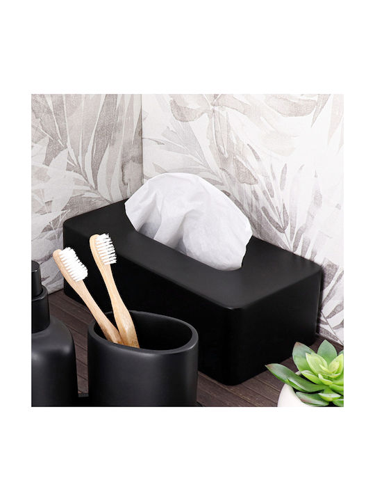 Eurocasa Polyresin Tissue Holder Magnetic Opening 26x13.5x8.3cm Black 6721 Eurocasa Polyresin Tissue Holder Magnetic Opening 26x13.5x8.3cm Black 6721