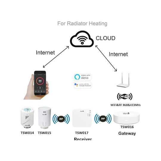 Electronică Valvă termostatică pentru radiatoare cu Wi-Fi pentru un site de comerț electronic pentru încălzirea corpului 1buc