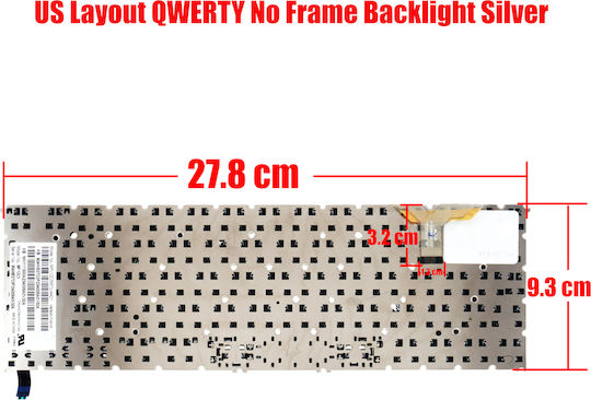 Laptop Keyboard Acer Aspire S7-391 S7-392 S7-393 MS2364 S7-391-53314G S7-392-6832 S7-391-6812 NK.I1113.00T NK.I1113.00U MP-12C56F0J4421 US No Frame Backlit Silver Code 41293usnofr