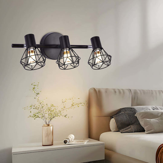 Alista Home Τριπλό Σποτ με Ντουί E14 σε Μαύρο Χρώμα