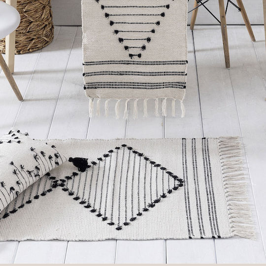 Nima Nomada Χαλί Ορθογώνιο Εκρού, Μαύρο 60x130cm