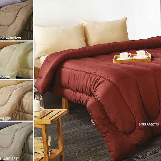 Whitegg Bettdecke Großes Doppelbett mit Microfiber-Füllung 220x240cm ΠΑΠ96 1 Terracotta