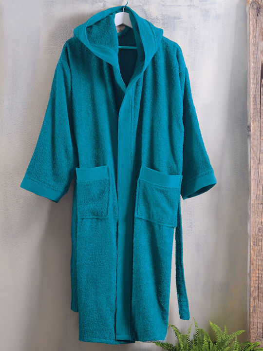 Rythmos Amadeus Bathrobe with Hood Turquoise 420gr/m²