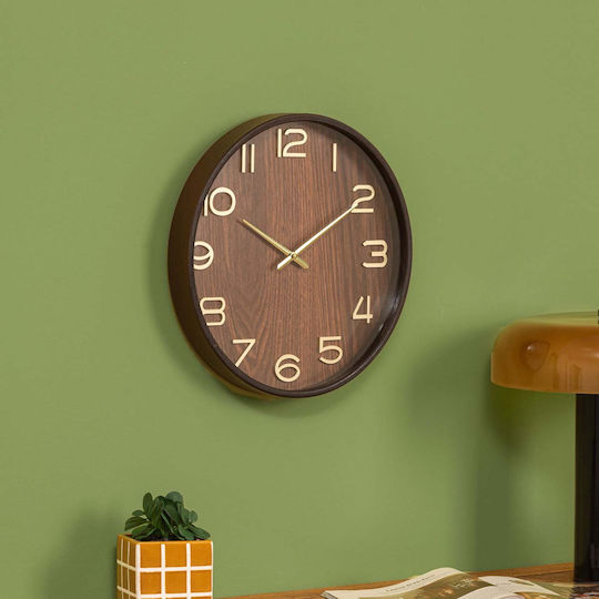 Atmosphera Ivana Silent Wooden Gold Wall Clock Ø38cm
