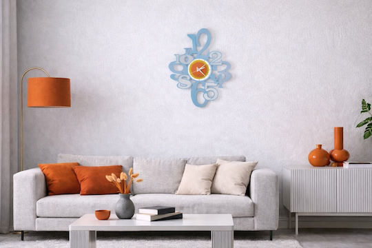 Arti E Mestieri Ρολόι Τοίχου Μεταλλικό Γαλάζιο 60x43cm