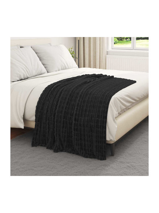 vidaXL Fleece Decke Einzeln 150x130cm Schwarz