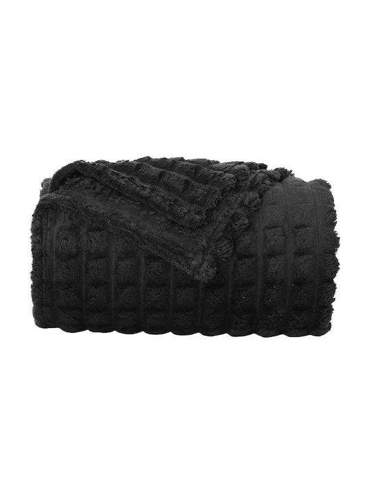 vidaXL Fleece Decke Einzeln 150x130cm Schwarz