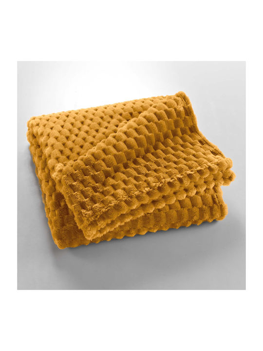 Atmosphera Douceur D'intérieur Mini Frosty Armchair Throw Fleece 125x150cm Ochre