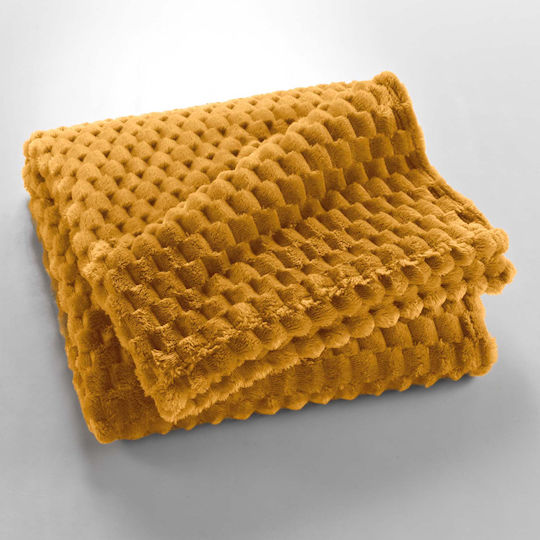Atmosphera Douceur D'intérieur Mini Frosty Sesselüberwurf Fleece 125x150cm Ocker