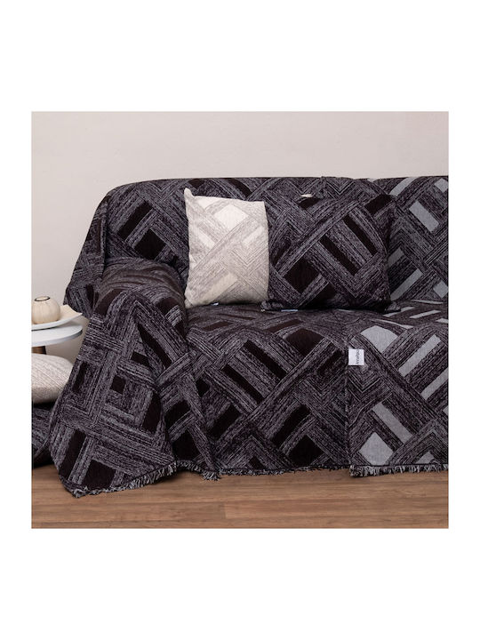 Anna Riska 1448 Ριχτάρι Πολυθρόνας Δύο 'Οψεων Chenille 180x180εκ. Black 431336