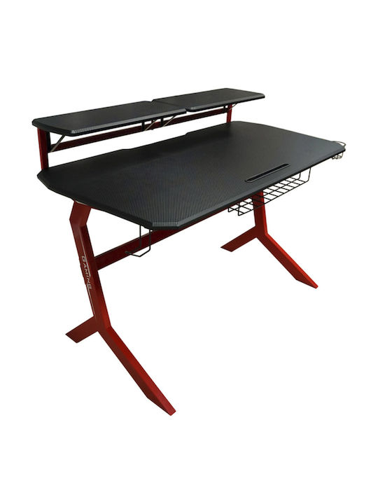 Gaming Office Wooden Black Red with Metal Legs 130x70x92.5cm