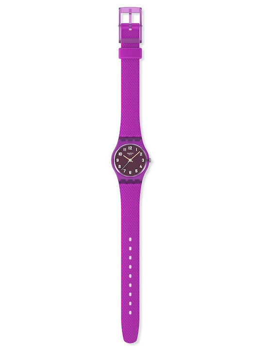 Swatch Swatch Γυναικείο Ρολόι Μπαταρίας με Μωβ Καουτσούκ Λουράκι